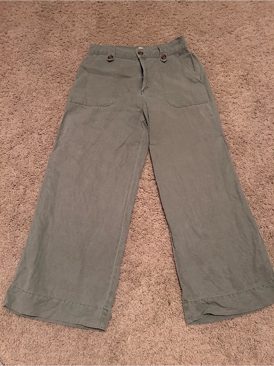 Cynthia Rowley Pants - Casual Wide-Leg Utility Pants in Olive linen blend - size 6